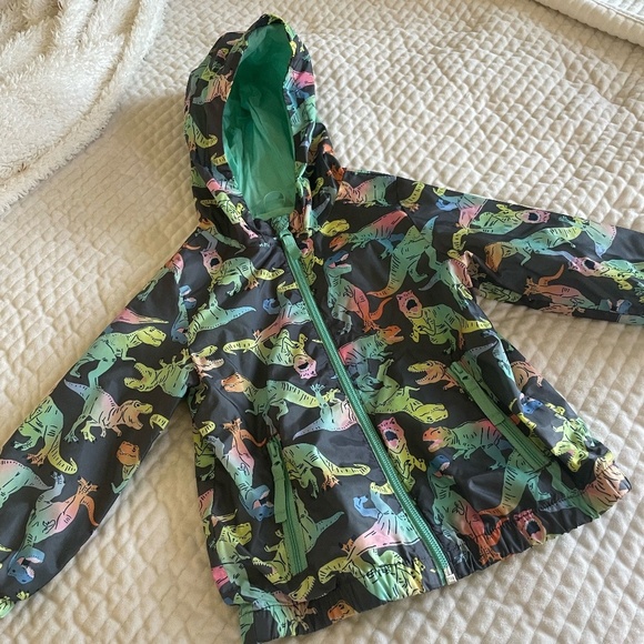 TODDLER RAINBOW DINOSAUR DESIGN CAT & JACK WINDBREAKER JACKET SIZE 2T - Picture 1 of 9